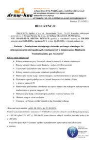 Referencje Przebudowa istniejącego zbiornika wodnego otwartego - Masłowice